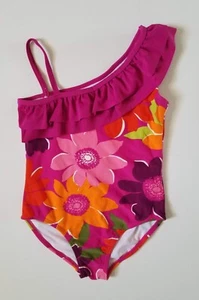 Girl Gymboree Pink Wild for Zebra Safari Flower Ruffle One-Piece Swimsuit Size 6 - Picture 1 of 3