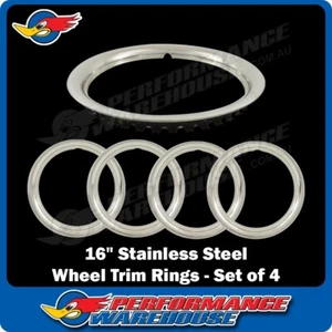 16 Inch Universal Smooth Stainless Steel Beauty Wheel Trim Ring Set of 4 - Picture 1 of 6