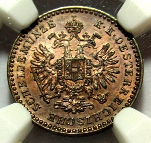 Austria 5/10 Kreuzer coin 1885 KM#2184 NGC MS 63 RB Large Eagle - Picture 1 of 4