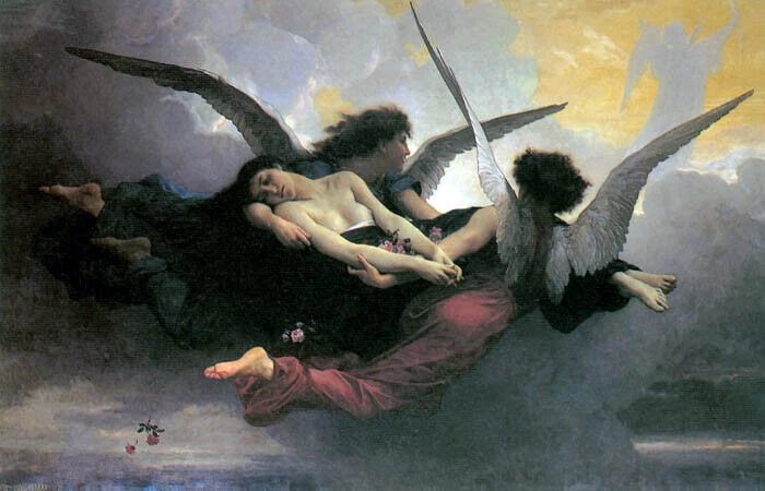 UN ALMA TRAÍDA AL CIELO 1878 POR ÁNGELES PINTURA ARTÍSTICA POR BOUGUEREAU REPRODUCCIÓN  Foto 1 de 3