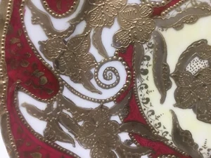 Nippon Cabinet Plate Beaded Moriage Hand Painted Gold Gilt Porcelain 19th C - Picture 1 of 13