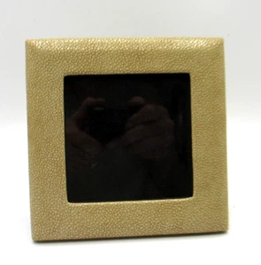 Frame Holds 4x4" Photo Square Leather Shagreen Embossed Gold Graphic Image AEON - Picture 1 of 7