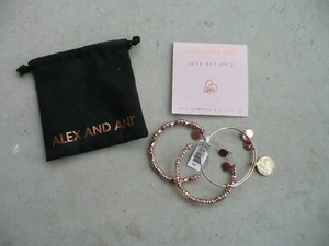 Alex and Ani LOVE Set of 3 Rose Gold Bangle Bracelets NWT - HTF - Valentine’s - Picture 1 of 4