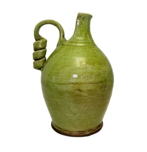Vintage Urban Trends Decorative Ceramic Tuscan Green Vase with Coiled Handle. - Picture 1 of 8