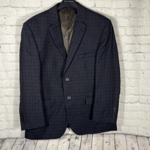 Pronto Uomo Blue Plaid Wool Sport Coat Mens 44S Two Button Blazer Inner Pockets - Picture 1 of 10