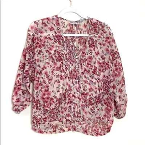2Haute Pink Floral Accordion Pleat Top - Picture 1 of 8