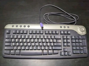 Dell PS2 Multimedia Keyboard Black & Silver RT7D30 - Picture 1 of 2