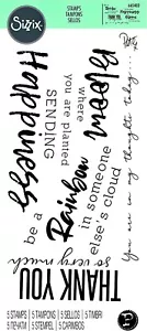 Sizzix 5pc Clear Stamp set Sunnyside Sentiments #1 #665403 Retail $11.99 Hughes - Picture 1 of 8
