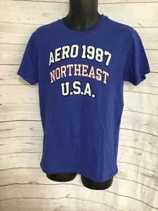 Aeropostale Men’s T-Shirt Short Sleeve Crew Neck Blue Sign Front Size M - Picture 1 of 5