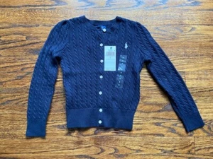 Polo Ralph Lauren Girls Kids Sweater Cardigan Top Size 6 Blue and 7 Black NEW - Picture 1 of 10