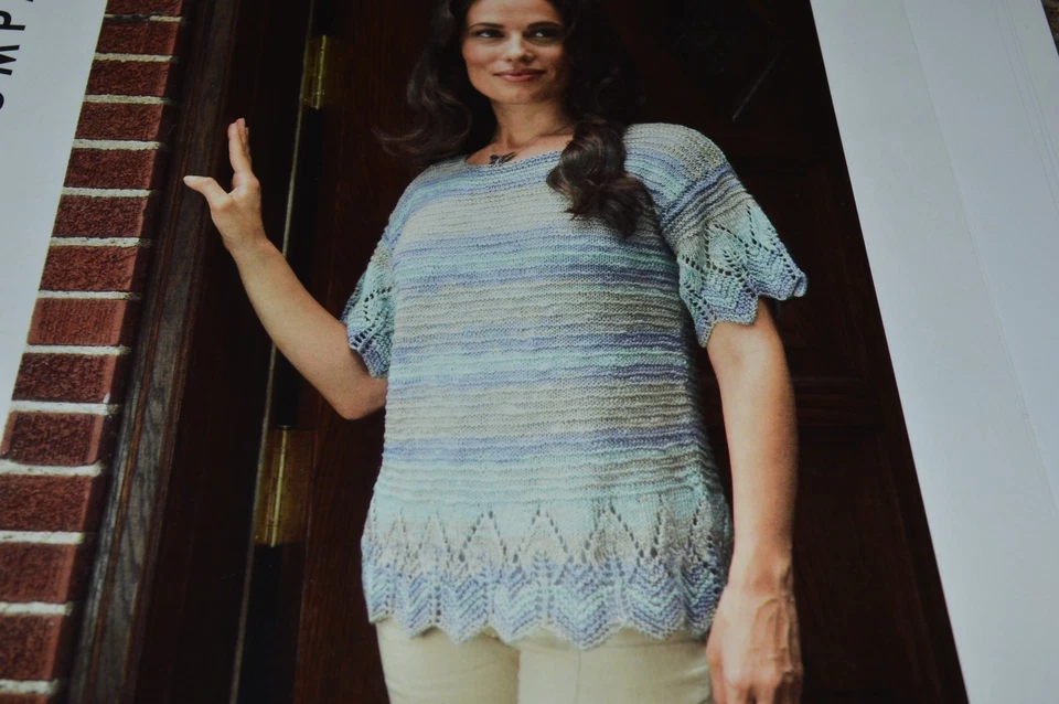 Plymouth Knitting Pattern 2524 Linen Concerto Short Sleeve Lace Top 38-49 - Image 1 of 1