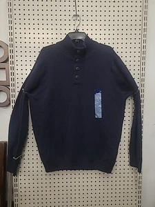 Basic Editions Men's Navy Blue 1/4-Button Pullover Sweater Size LARGE #GNDOT - Picture 1 of 11
