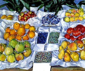 FRUIT DISPLAYED ON A STAND 1881 STILL LIFE PAINTING BY GUSTAVE CAILLEBOTTE REPRO - Picture 1 of 3