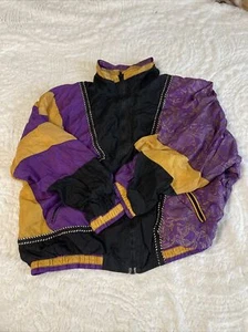 90’s Windbreaker Hip Hop Sport bomber jacket purple Gold Medium Dopamine - Picture 1 of 16