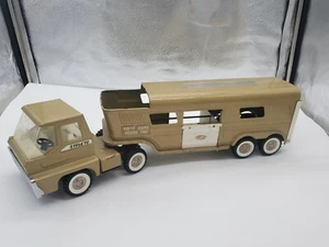 VINTAGE Gold Vista Dome Horse Van and Trailer STRUCTO Pressed Steel - Picture 1 of 10