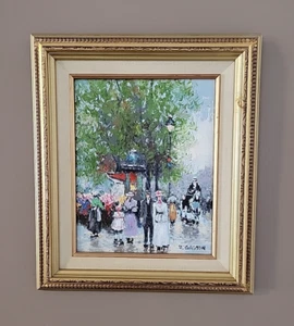 'Parisian Boulevard' Framed Oil on Canvas by J. Gaston - Signed 8 x 10 - Picture 1 of 10