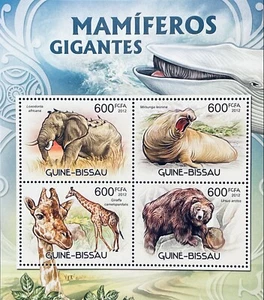 GUINEA BISSAU WILD ANIMALS STAMPS MNH 2012 GIANT MAMMALS WILDLIFE GIRAFFE BEAR 1 - Picture 1 of 1