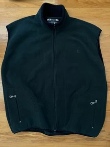 Chaleco Vintage Champion Polar Cremallera Para Hombre Medio Verde Oscuro Cremallera Completa Logo - Imagen 1 de 13