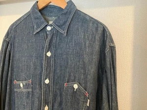 Post O'Alls Denim Shirt L/XL Indigo Button Pocket Used - Picture 1 of 10