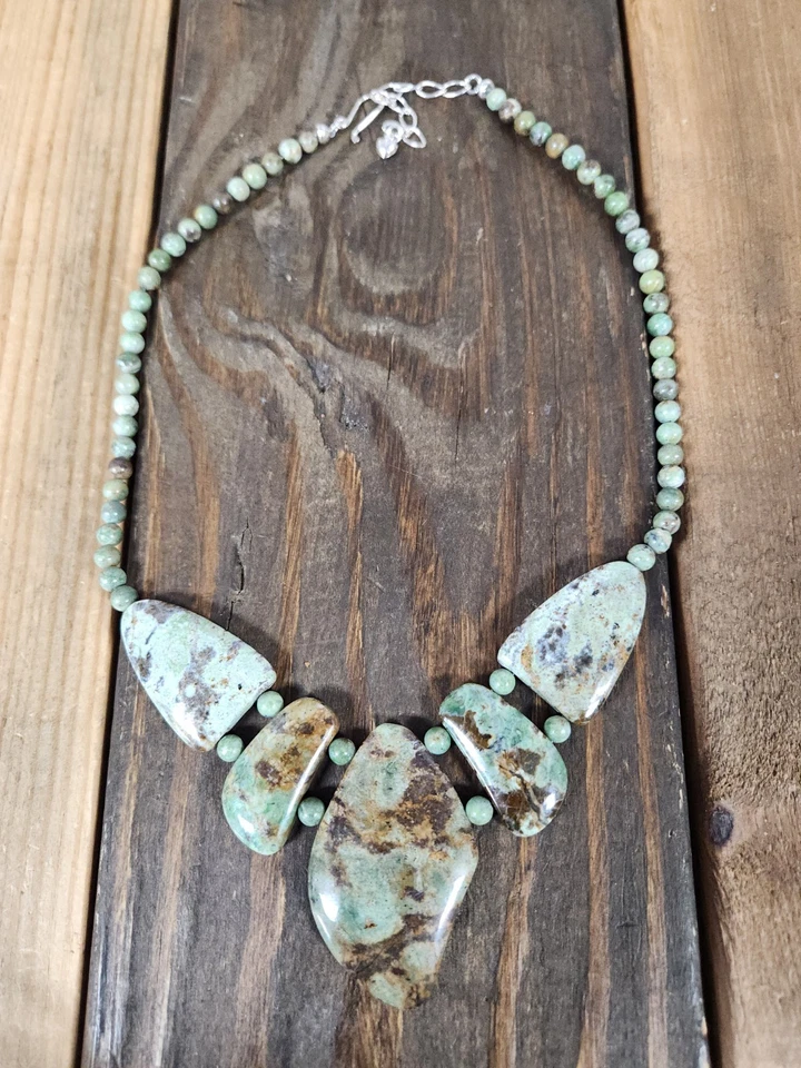 Collar Babero Jay King Plata Esterlina Tanzania Ópalo Verde Variegado 18" #1 Opt Foto 1 de 1