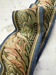 Vintage Jacquard Woven Upholstery Trim Floral Tapestry Gimp Braid Fringless - Picture 1 of 6