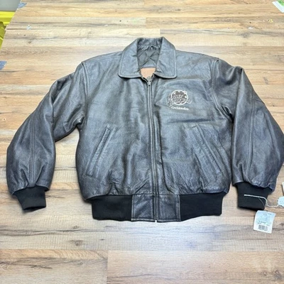 Chaqueta Bomber Planet Hollywood Orlando Talla S Marrón Condado CA Cuero Foto 1 de 4