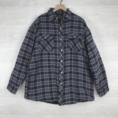 Vtg Klimbers by Kodiak Plaid Jacket Men XL Tall Navy Quilted Shacket Pearl Snaps - Image 1 of 4