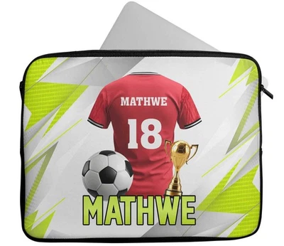 Personalised Football Design Laptop Case Any Name Sleeve Tablet Bag Great Gift 9 - Image 1 of 4