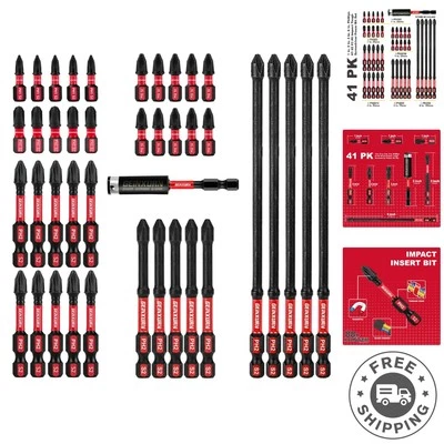 Mixed Impact Tough Phillips Screwdriver Bits with Magnetic Holder - 41-Piece Set - Image 1 of 4