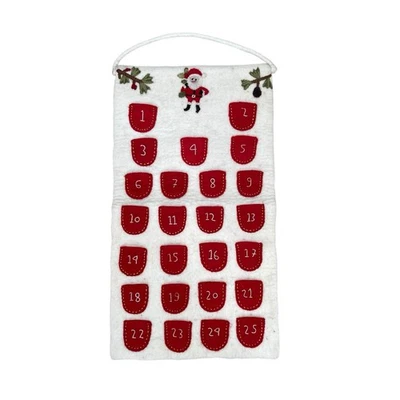 Pottery Barn Kids Soft Felted Wool Advent Calendar Christmas Wall Hanging Santa - Image 1 of 4