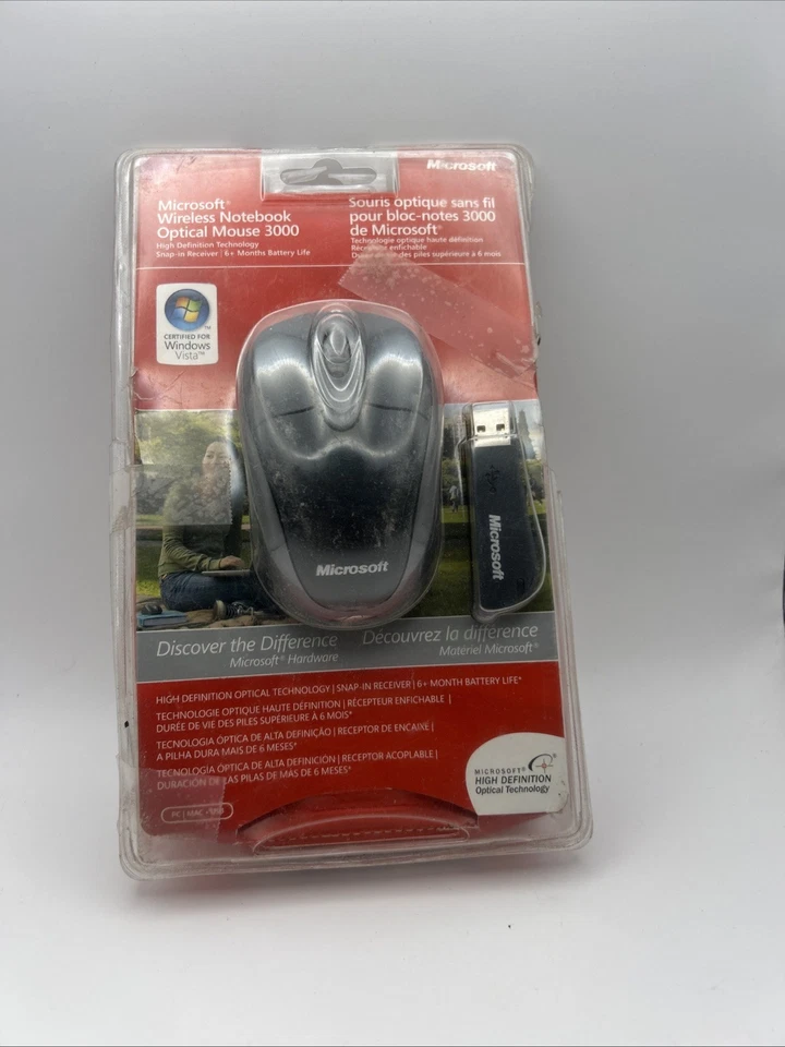 Microsoft Wireless Notebook Optical Mouse 3000 Model 1056 1051 PC Windows & Mac - Image 1 of 1