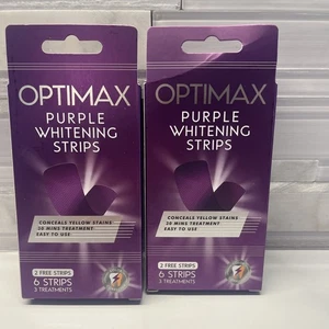 2 Pk Optimax Purple Teeth Whitening Strips 6 Strips/3 Treatments Exp. 3/29 - Picture 1 of 5