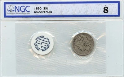 1890 Morgan Dollar GSA SOFT PACK S$1 NGC VG8 - Image 1 of 2