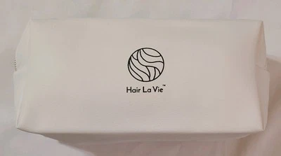 Hair La Vie 奶油白色人造皮革缎面衬里化妆包 8x2.5x3.5 英寸 — 第 1/4 张图片