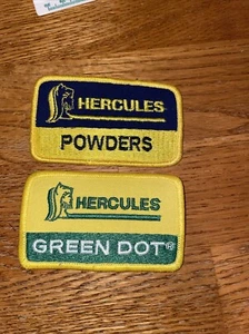 Vintage Lot Of 2 HERCULES POWDERS & GREEN DOT Iron On Patches - Picture 1 of 4