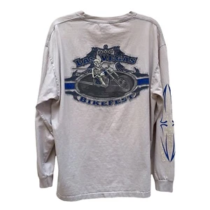 Las Vegas 2008 BikeFest T-Shirt Flame Sleeves Skeleton Goth Punk Biker - Picture 1 of 12