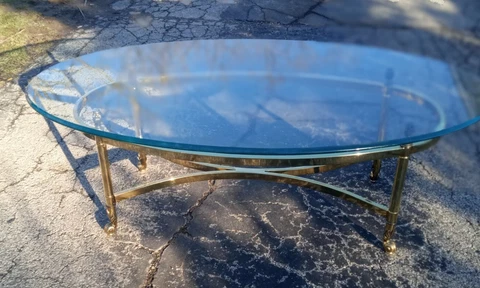 Vintage La Barge Glasss and Brass Coffee Table 1960s Cover
