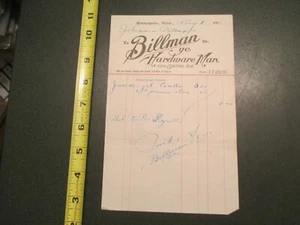 Billman ye Hardware Man Minneapolis MN 1910 Letterhead 1621 - Picture 1 of 1