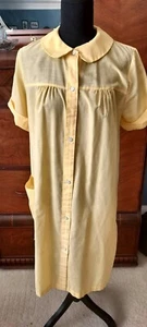 Vintage Sears KOFFEE KASUAL housecoat robe nightgown snap front pale yellow S/M - Picture 1 of 15