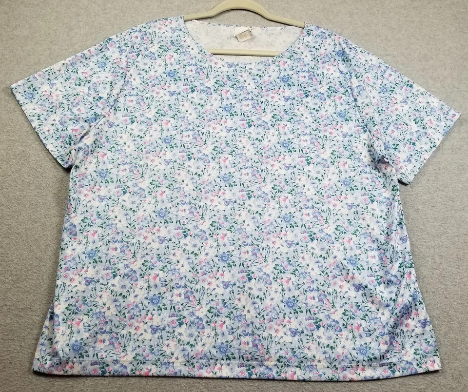 Camiseta Haband Para Mujer XX 2X Multicolor Floral Manga Corta Top Cuello Redondo Elastizada Foto 1 de 4