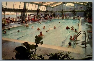 Postcard Atlantic City NJ c1960s Chalfonte Haddon Halls Salt Water Swimming Pool - Picture 1 of 2
