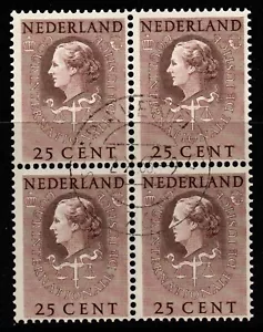 NETHERLANDS SGJ31 1951 25c BROWN BLOCK OF 4 FINE USED - Picture 1 of 1