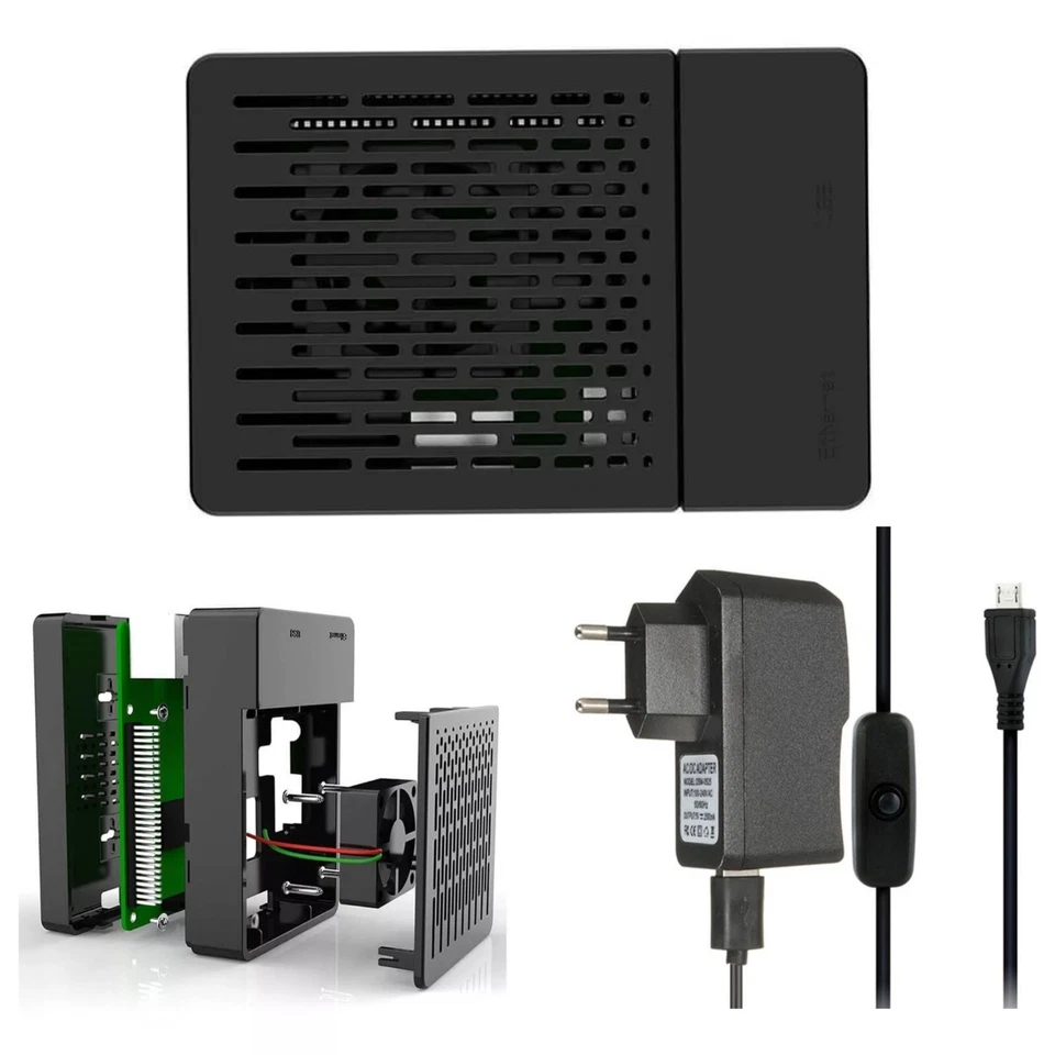 Raspberry Pi 3 Model B+Shell Kit Fan Power Adapter  - Immagine 1 di 1