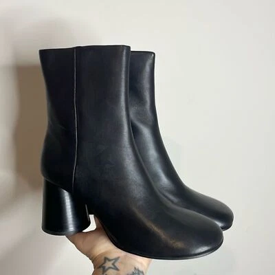 Botines ASH para mujer de cuero de becerro negro con tacón bloque clon talla 11 nuevos sin caja Foto 1 de 4