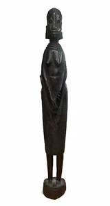 Vintage Carved Somalian Ebony Wood Woman 13” Figurine 56 - Picture 1 of 7