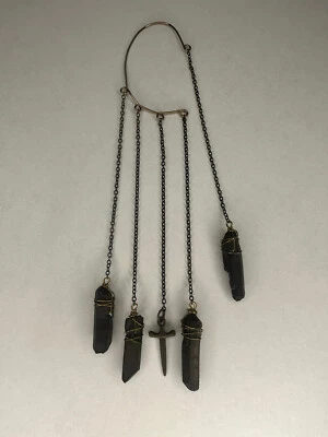 "Clip para oreja envoltura sin perforación joyería boho cristales colgantes y daga 6"" de largo" Foto 1 de 3