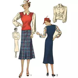 30s Sewing Pattern: Separates, Vest, Skirt & Blouse - Bust=30” (76.2cm) - Picture 1 of 2