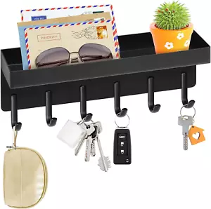 Key Holder Wall Mount, Frosted Black Stainless Steel Key Mail Holder Small Key R - Picture 1 of 12