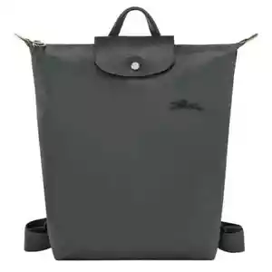 LONGCHAMP Le Pliage Green M Backpack Graphite - Canvas New - Picture 1 of 11
