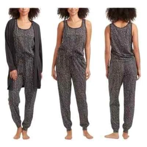 Karen Neuburger Ladies' 3-Piece Lounge Set Charcoal Animal Spot SMALL - Picture 1 of 4